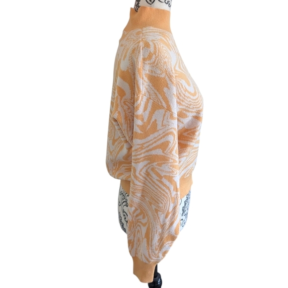 Pieces Mila Long-Sleeve Highneck Knit Sweater Flax Orange White Women's Medium - Picture 6 of 12